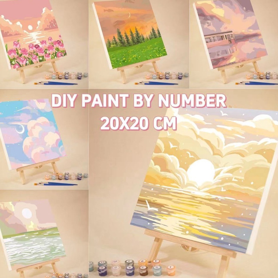

FG2 DIY Paint By Number 2CM Kit 1 Set Kanvas Lukis Nature Bunga Series DIY Paint By Number With Frame