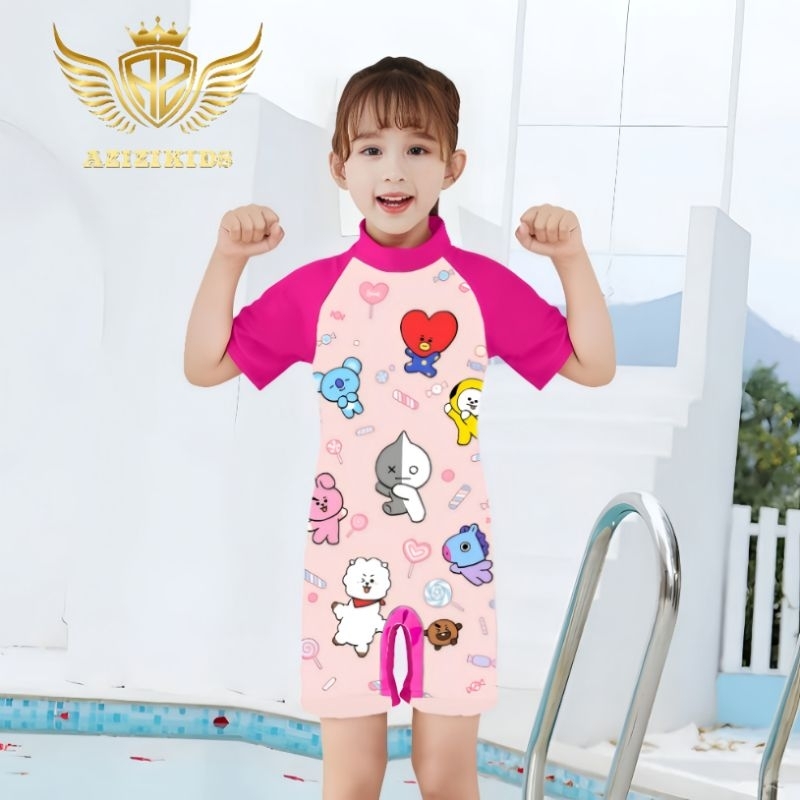 baju renang anak perempuan lengan pendek usia 1 tahun motif bt21