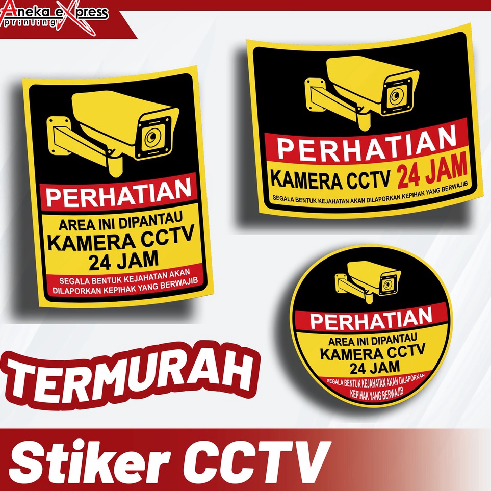Stiker CCTV Murah  Stiker CCTV 24 jam  Stiker Sign Kamera CCTV 24 Jam Area Pantau  Stiker CCTV Besar