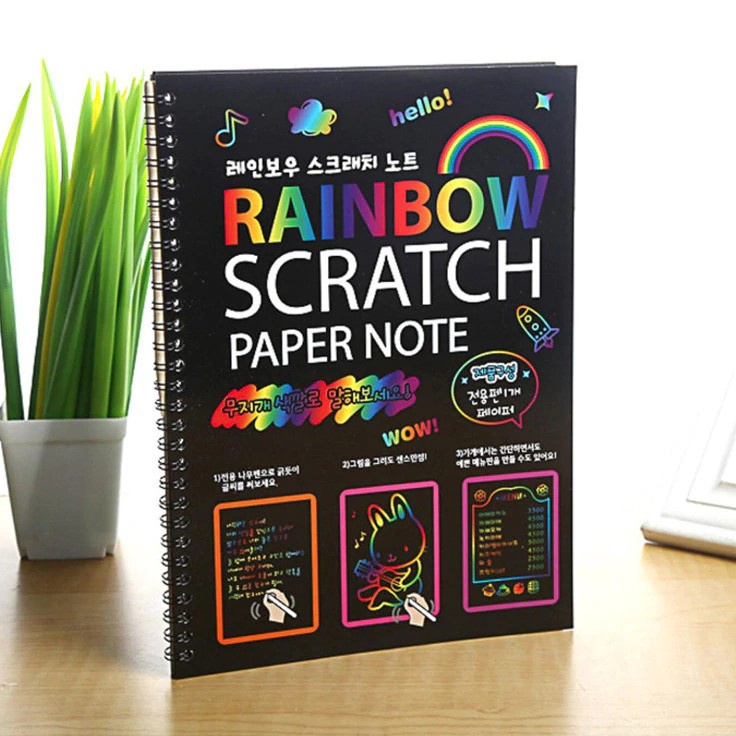 

Promo Magic Color Rainbow Scratch Paper Note book 19X26cm
