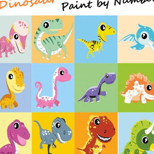 

Ekstra BS Painting by Number Children Canvas Set Kanvas Lukis Anak Mewarnai Nomor Versi Dinosaurus