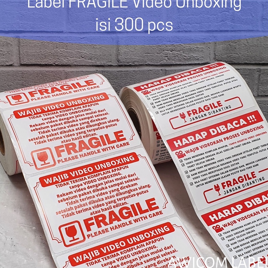 

KF7 Label Sticker FRAGILE Wajib Video Unboxing Stiker Perhatian OnShop 8x5 isi 3 pcs