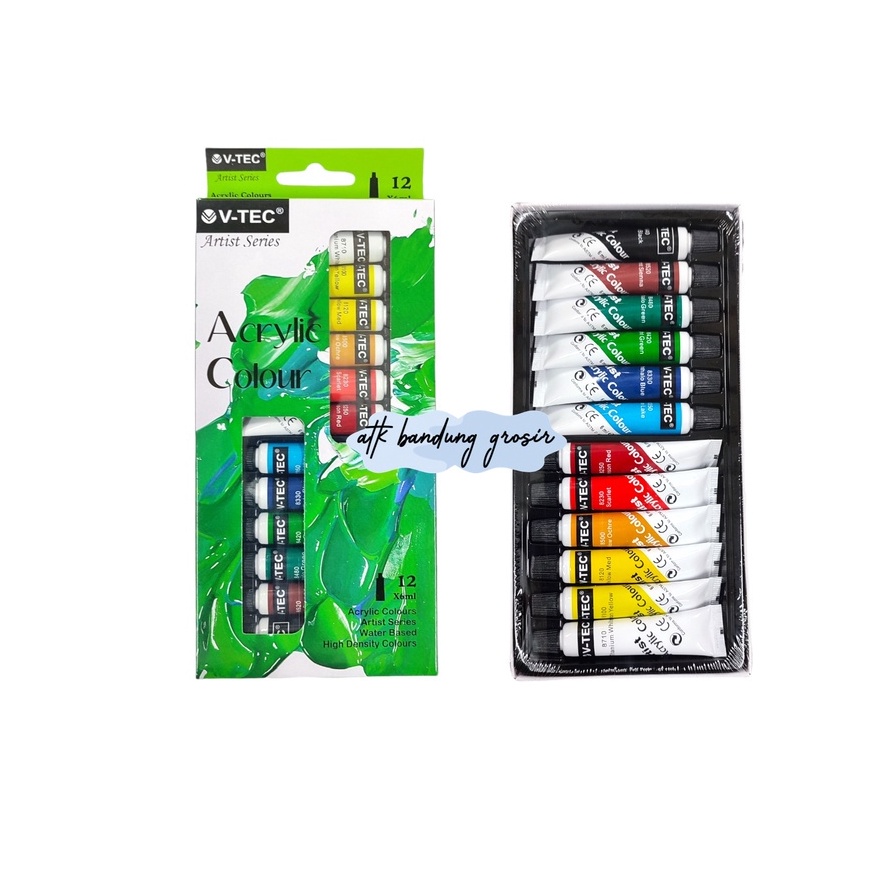 

FG2 Cat Akrilik VTEC VT612A Acrylic Colours 12 Warna x 6 ML Set