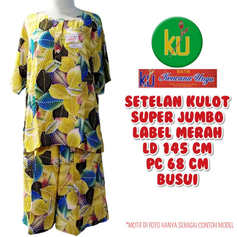 PROMO Baju Setelan Wanita Babydoll Stelan Batik Baju Tidur Super Jumbo L4 Batik Kencana Ungu Label M