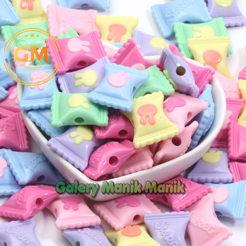 [ 9 Pcs ] Manik Candy Premium Mote Pastel Permen Kotak Manik Beads Candy Import