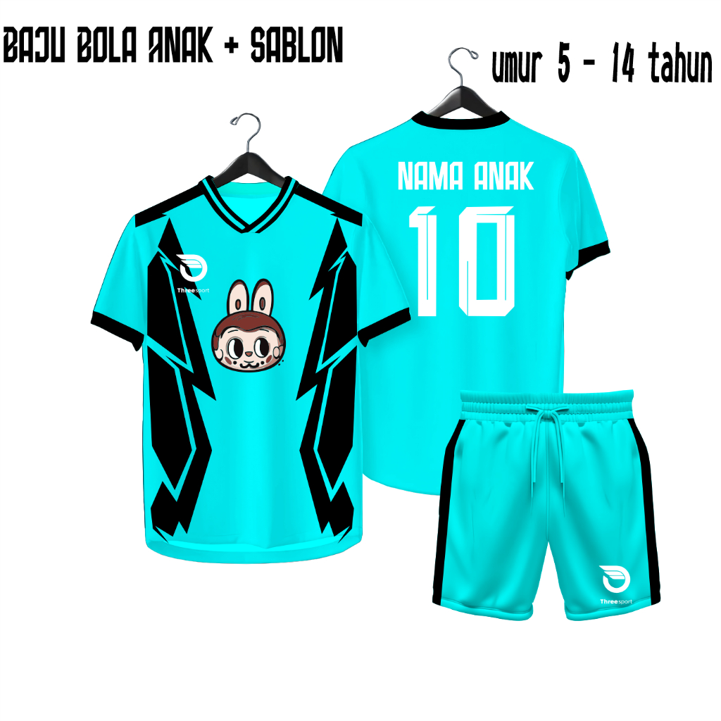 Baju Bola Anak Labubu 5-14 Tahun Jersey Futsal Custom Jersey Bola volly Baju Futsal Sablon Nama