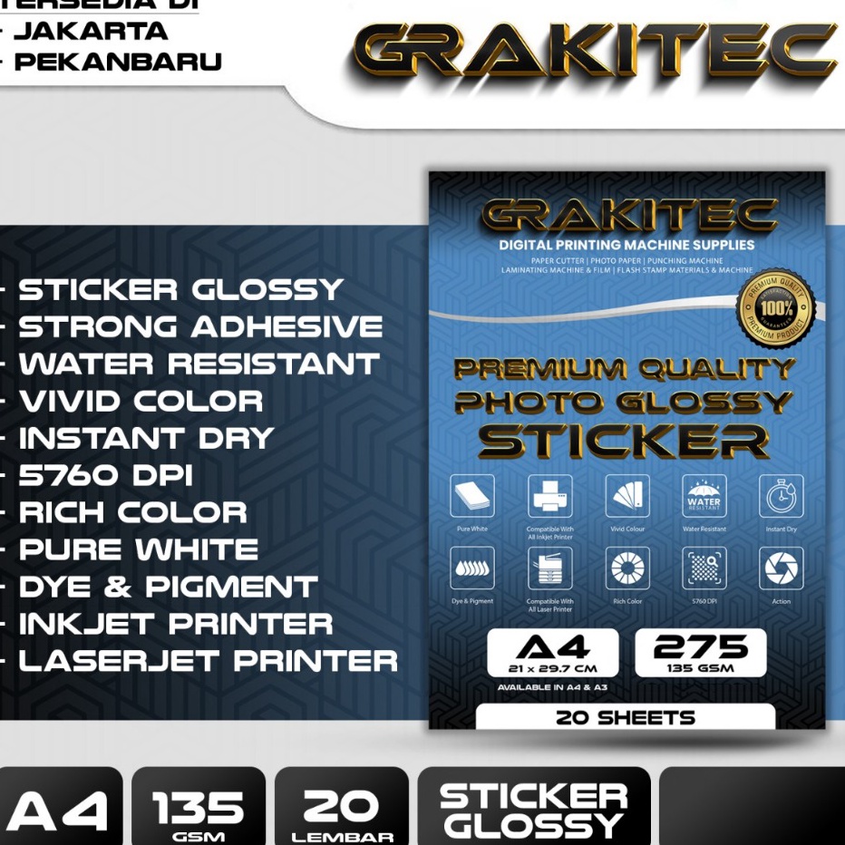

Termurah Kes Stiker Foto Glossy A4 135 Gsm 2 Lembar Glossy Photo Sticker Paper Support Printer EpsonCanonBrother Ori Dye