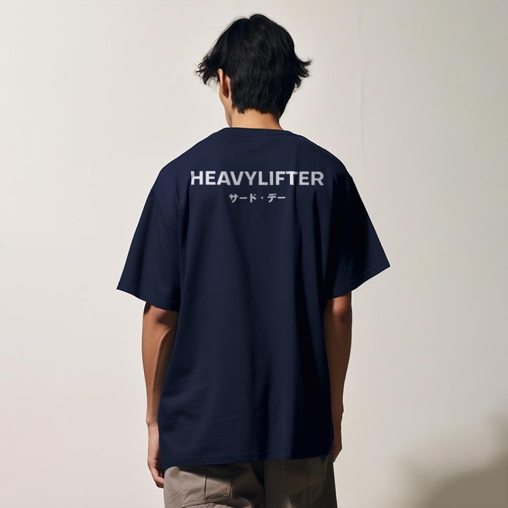 MTO50 Kaos Oversize Gym Pria Bahan Tebal Scuba Jepang HEAVYLIFTER Egolifter Distro Branded Navy