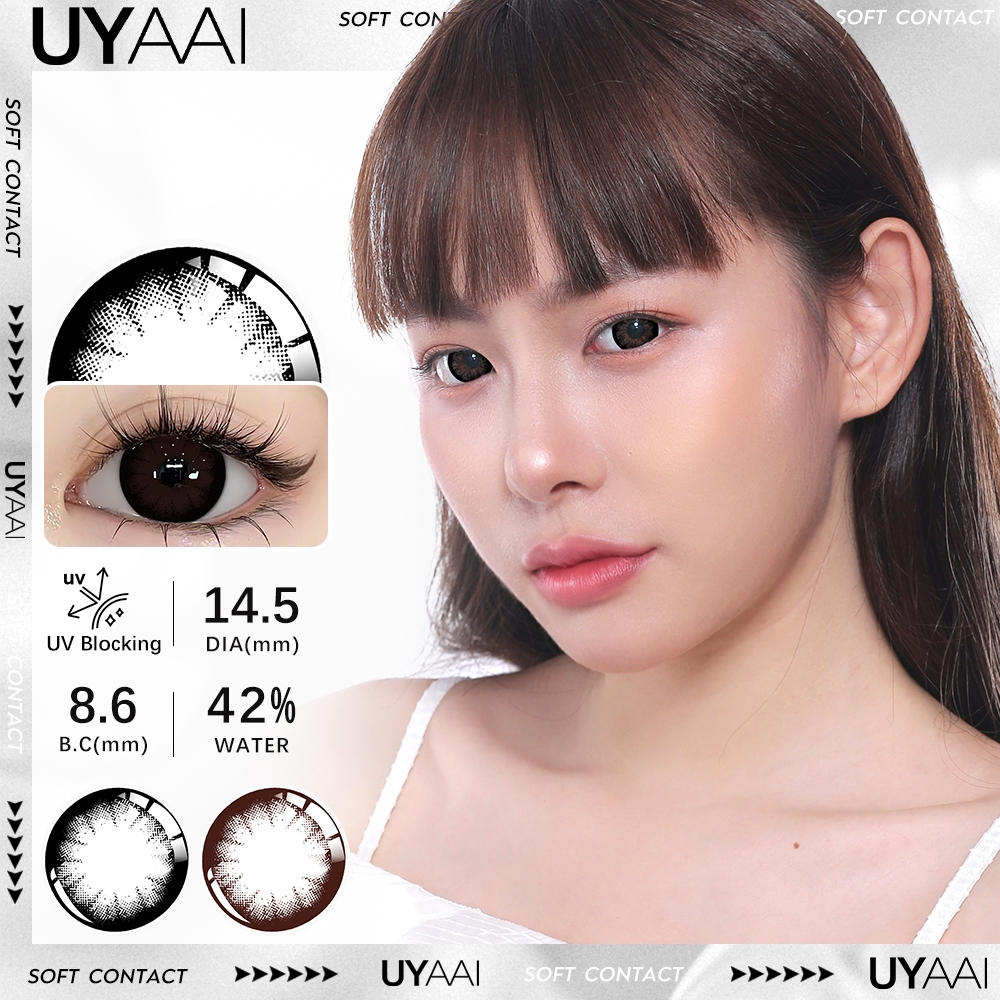 UYAAI Softlens 14.5MM Normal Mata Korea Seri Big eyes Sepasang Lensa Kontak 6 Bulan