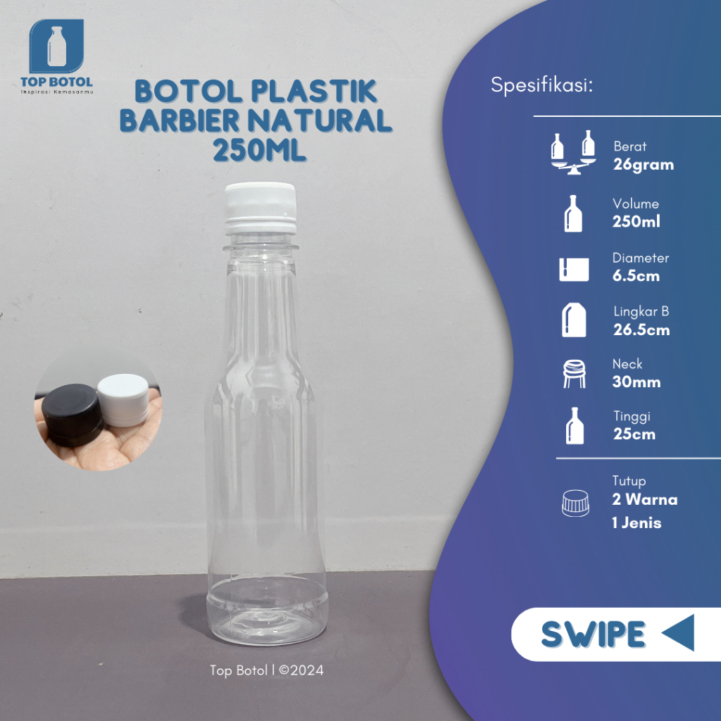 (Paket Isi 24pcs) Botol Plastik Barbier 250ml Bening Botol Barbier Grade B Botol Plastik 250ml Botol