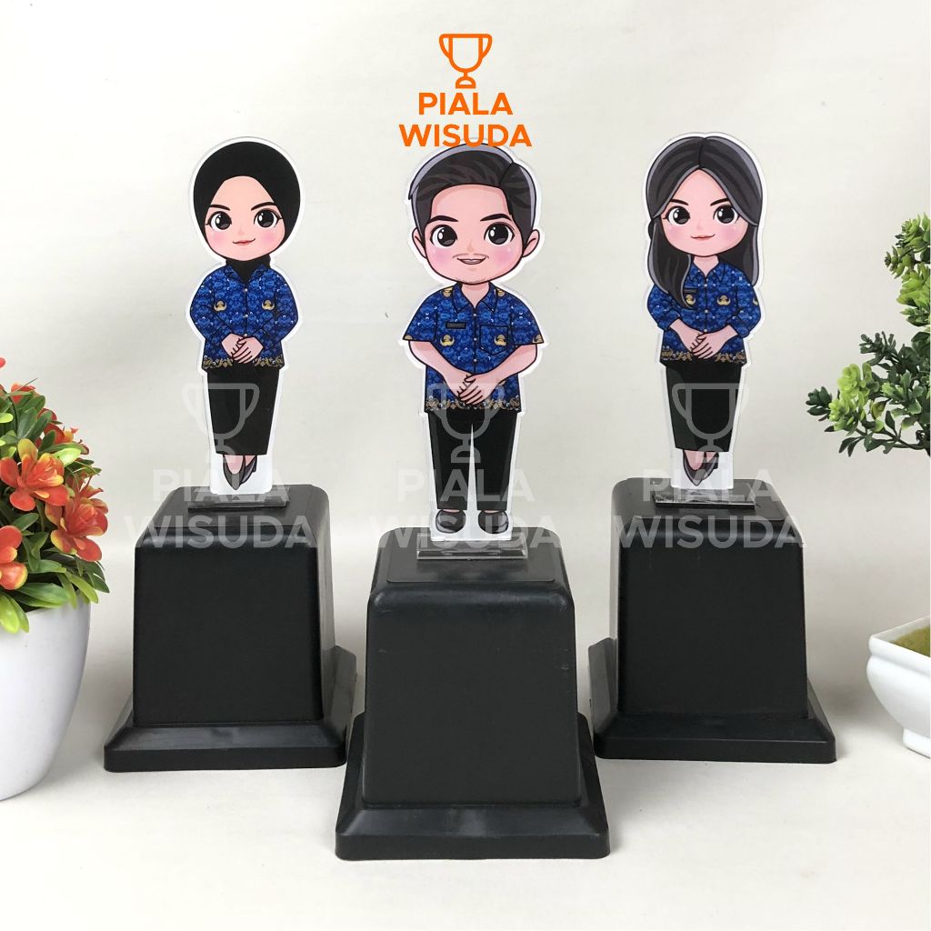 Piala Wisuda Piala Hari Guru (Hari Guru KORPRI MODEL 2) Piala Karakter Guru Seragam KORPRI Plakat Ha