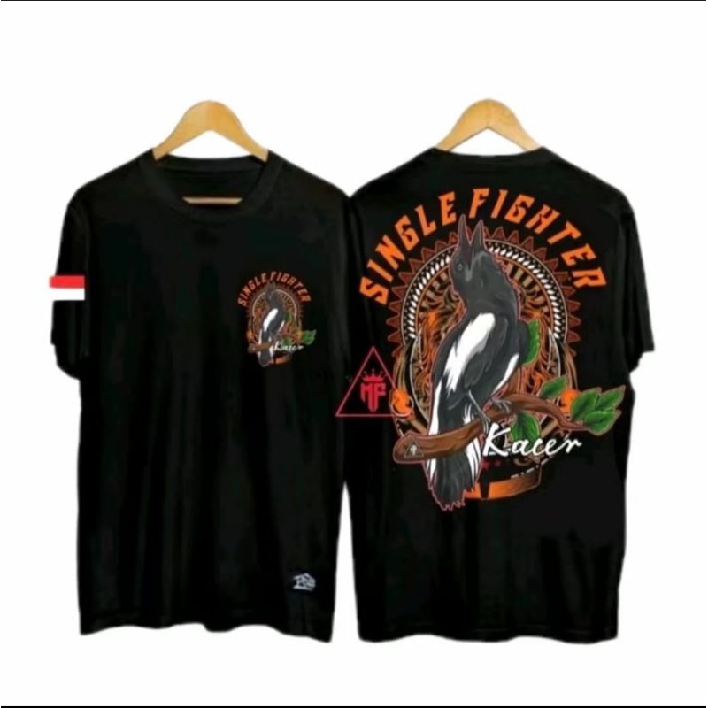 KAOS SINGLE FIGHTER BURUNG KACER MOTIF COKLAT