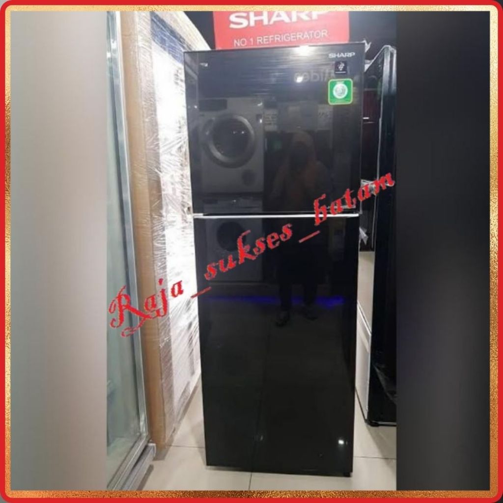 KULKAS SHARP 2 PINTU SJ-426GI-BK INVERTER PLASMACLUSTER KACA BATAM