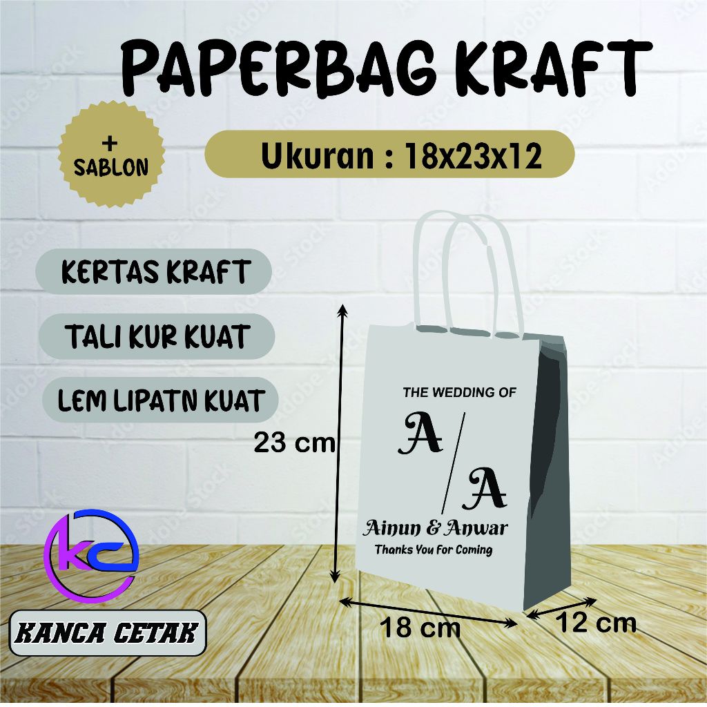 

PAPERBAG KRAFT SABLON 18X23X12 - PAPERBAG KERTAS COKLAT - PAPERBAG SOUVENIR - PAPERBAG HAJATAN - PAPERBAG SABLON - PAPERBAG