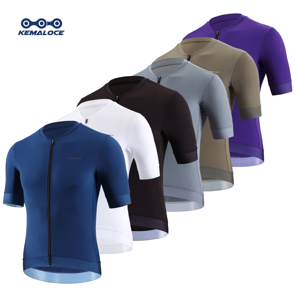 KEMALOCE Jersey Sepeda Pria Gowes Roadbike Lengan Pendek Bernapas Jersey Hitam&Biru&Putih&Abu-abu&Un