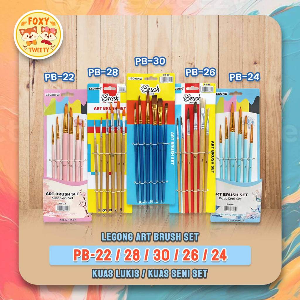 

Kuas Set Legong/ Kuas Seni Set / Art Brush Set Legong / Kuas Cat Air / Kuas Lukis PB 22/ PB 24/ PB 26/ PB 28/ PB 30