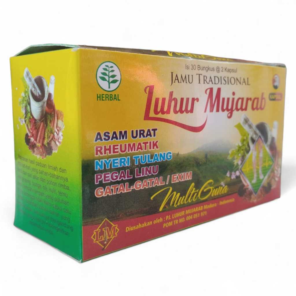 Kapsul Luhur Mujarab Jamu Tradisional Isi 30 Sachet, Jamu asam Urat, Rheumatik Nyeri Tulang, Pegal L