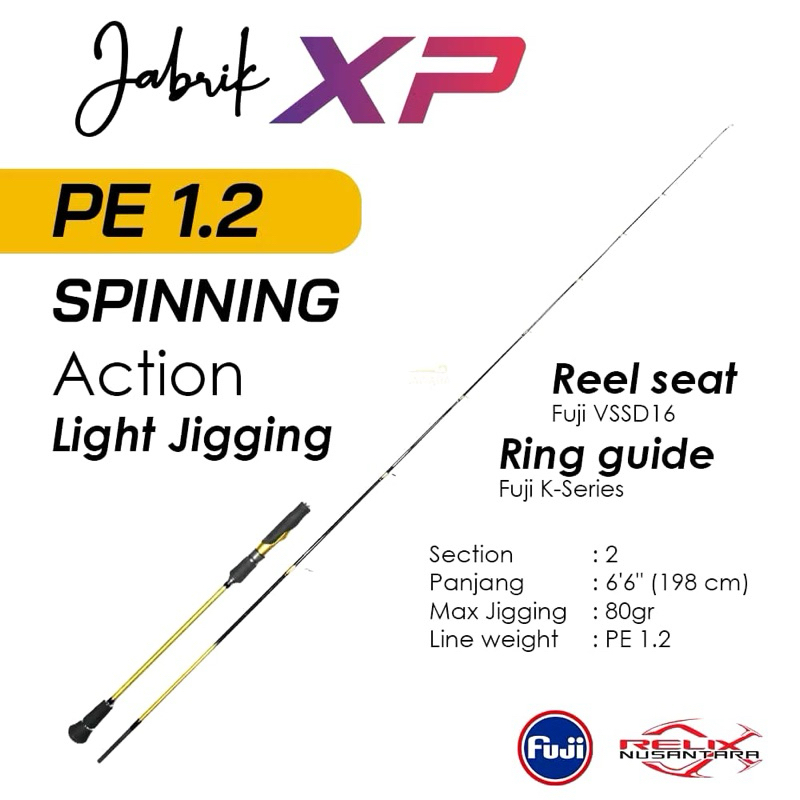 Joran Pancing Jabrik PE 1.2 Light Jigging Spinning & Overhead Relix Nusantara Joran Jigging