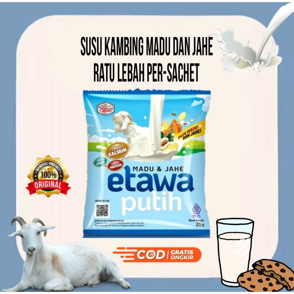 

Susu Kambing Ratu Lebah Etawa Putih Jahe Madu & Jahe 1 SACHET