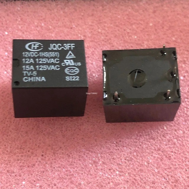 JQC-3FF 12VDC-1HS 12A-15A 125VAC HF RELAY DIP5