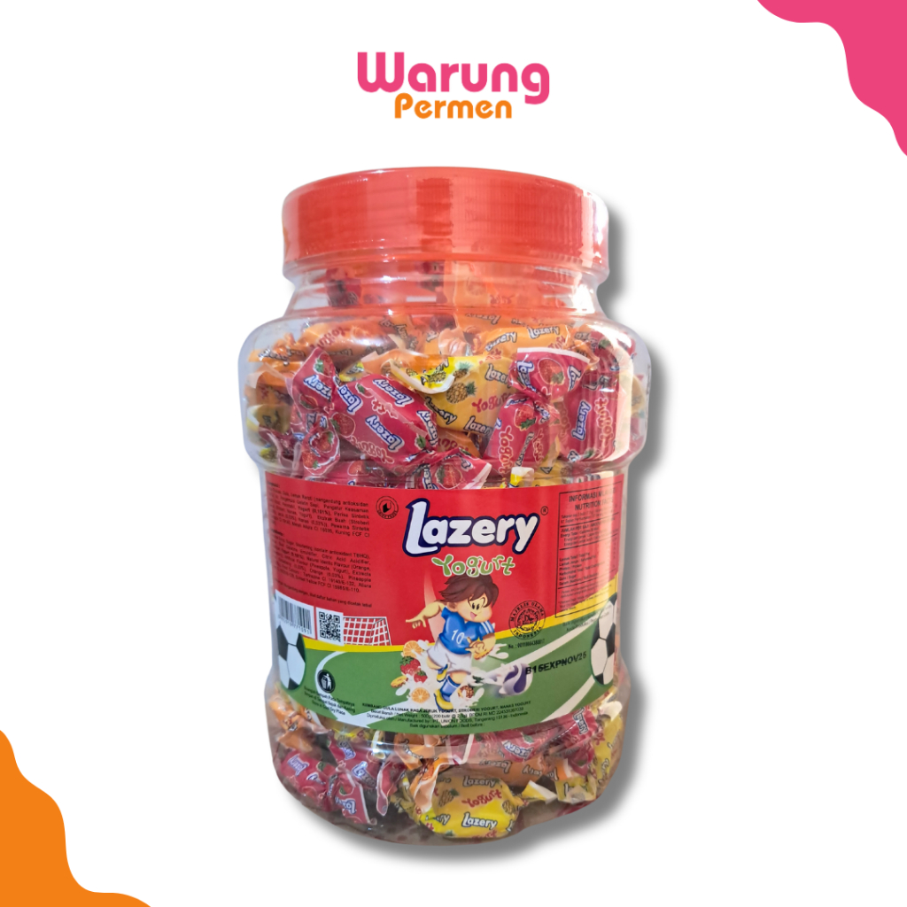 

LAZERY Permen Lunak Rasa Yogurt Buah Buahan 200 Pcs / Permen Sugus Rasa Aneka Buah Toples