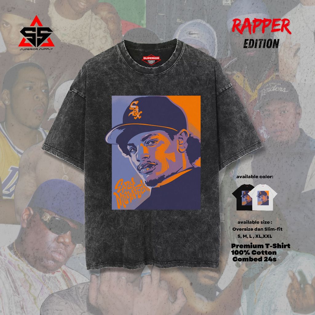 SUPERIOR Kaos Rapper Eazy E Oversized washed tshirt Oversize slimfit sandwash EAZYE-1
