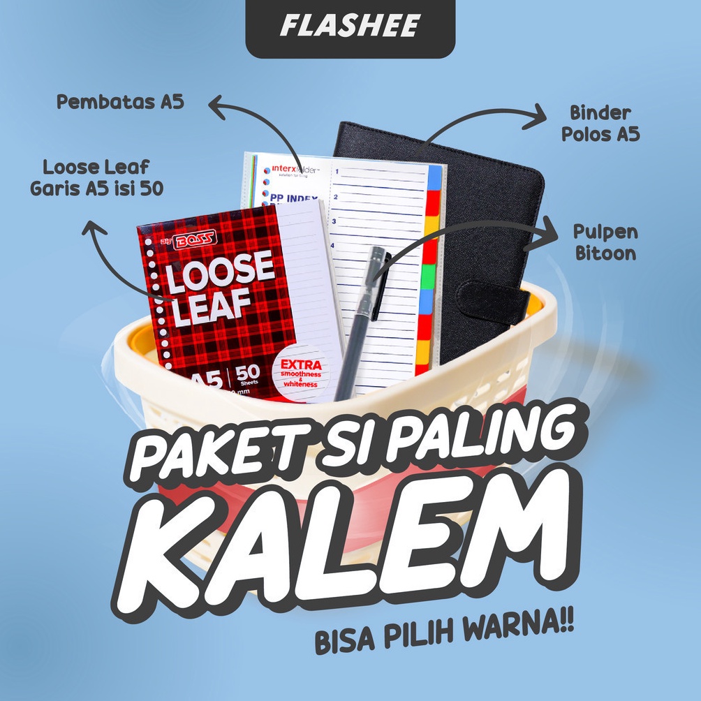 

Flashee Binder Paket Sekolah Set 4IN1 Paket Binder Kampus Kuliah Sudah Termasuk Buku Tulis