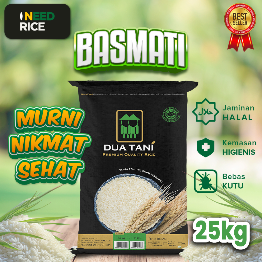 

Beras Basmati Dua Tani 25kg-HALAL Cocok Untuk Nasi Kebuli