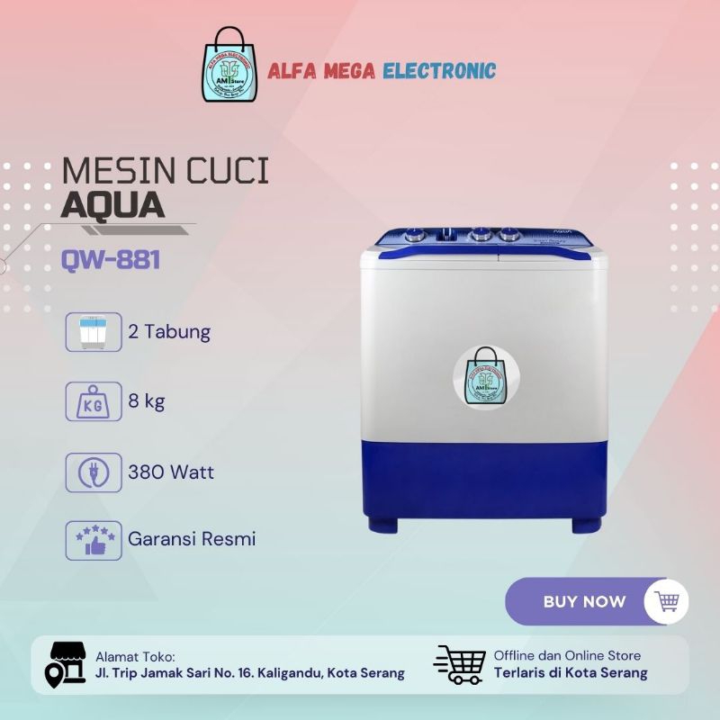 Mesin Cuci 2 Tabung Aqua QW 881