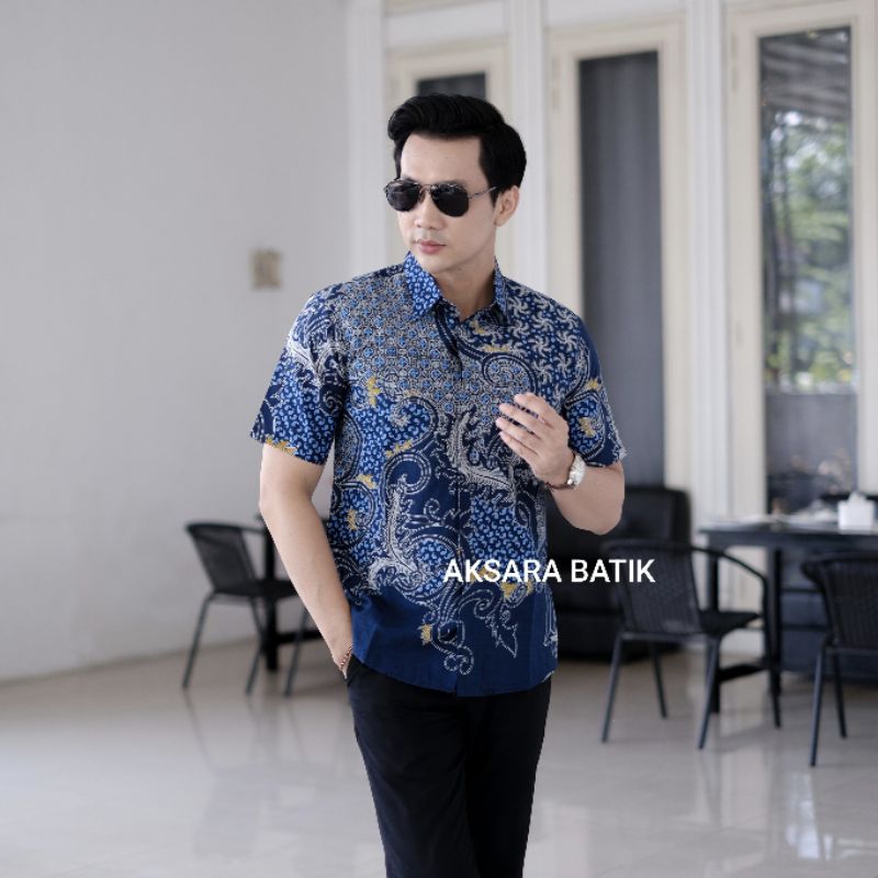 Batik Pria Lengan PENDEK Slim Fit TERBARU Keris Modern Premium Baju Atasan Batik Cowok Prabuseno Ali