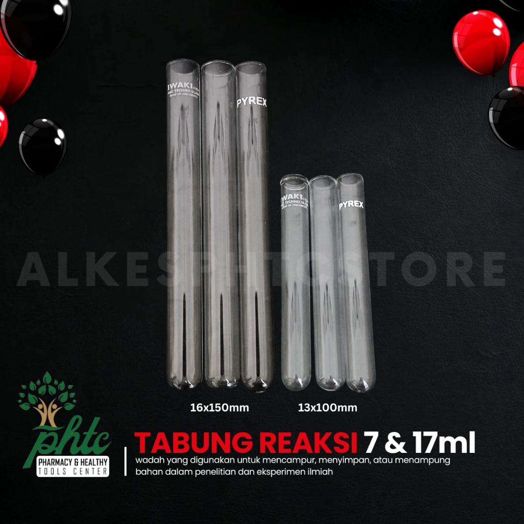 Tabung Reaksi Kaca 17ml & 7ml IWAKI/PYREX/RRC