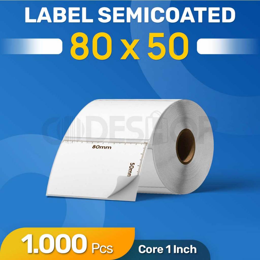 

Label Stiker Barcode SEMICOAT 80 x 50 mm 1 Line Isi 1000 pcs