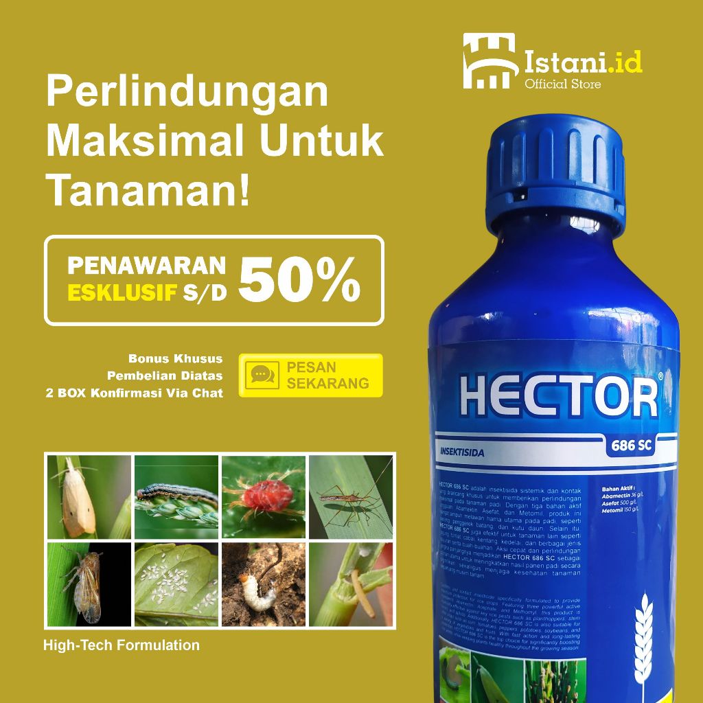 [beli 3 gratis 1]HECTOR 686 SC - Insektisida Abamectin/Asefat/Metomil untuk Hama Penggerek Dan Pengh