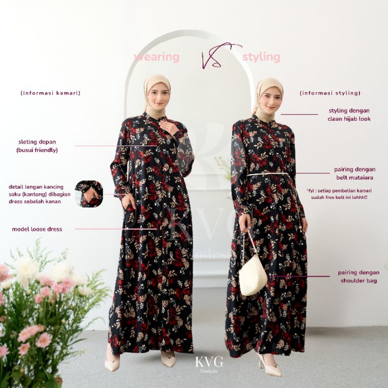 RJ3 Gamis Dress Wanita Muslim Busui Homedress Kamari KVG Modesty