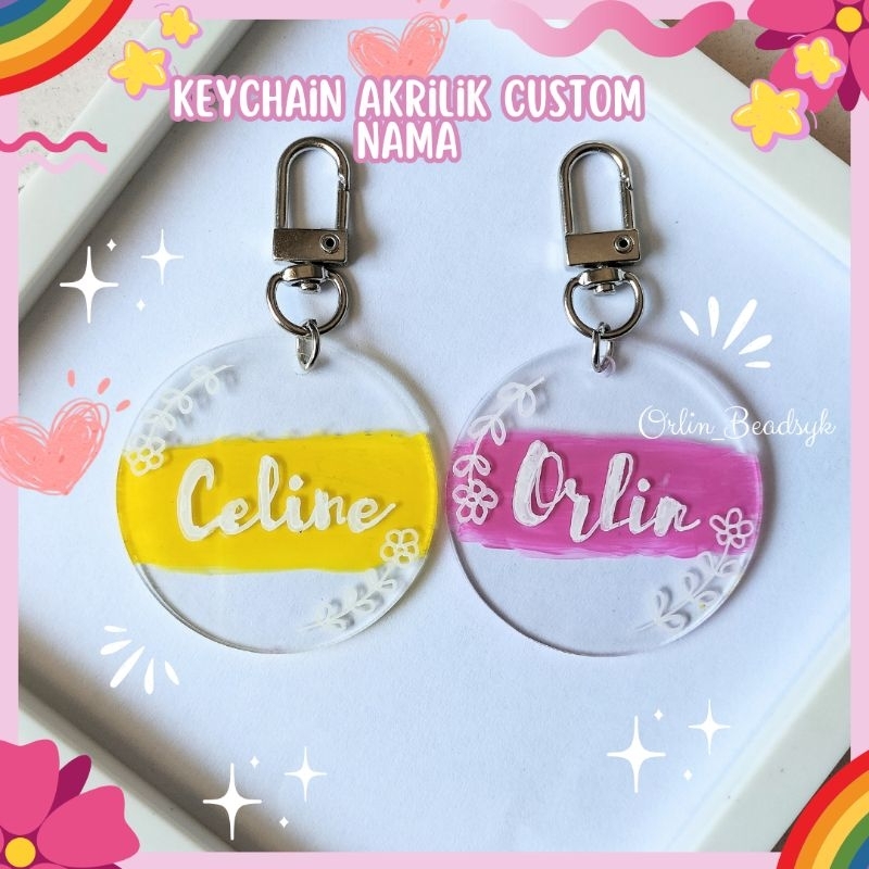 Keychain Akrilik Custom Nama Gantungan Kunci Akrilik Custom Nama