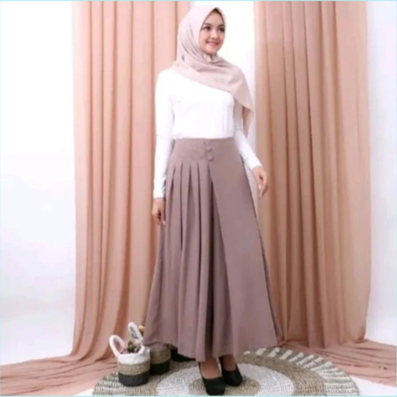 KODE E86G CELANA KULOT PANJANGCELANA KULOT HUSNA ORIGINAL KANCING 2PLEATS WANITA CASUALCELANA KULOT 