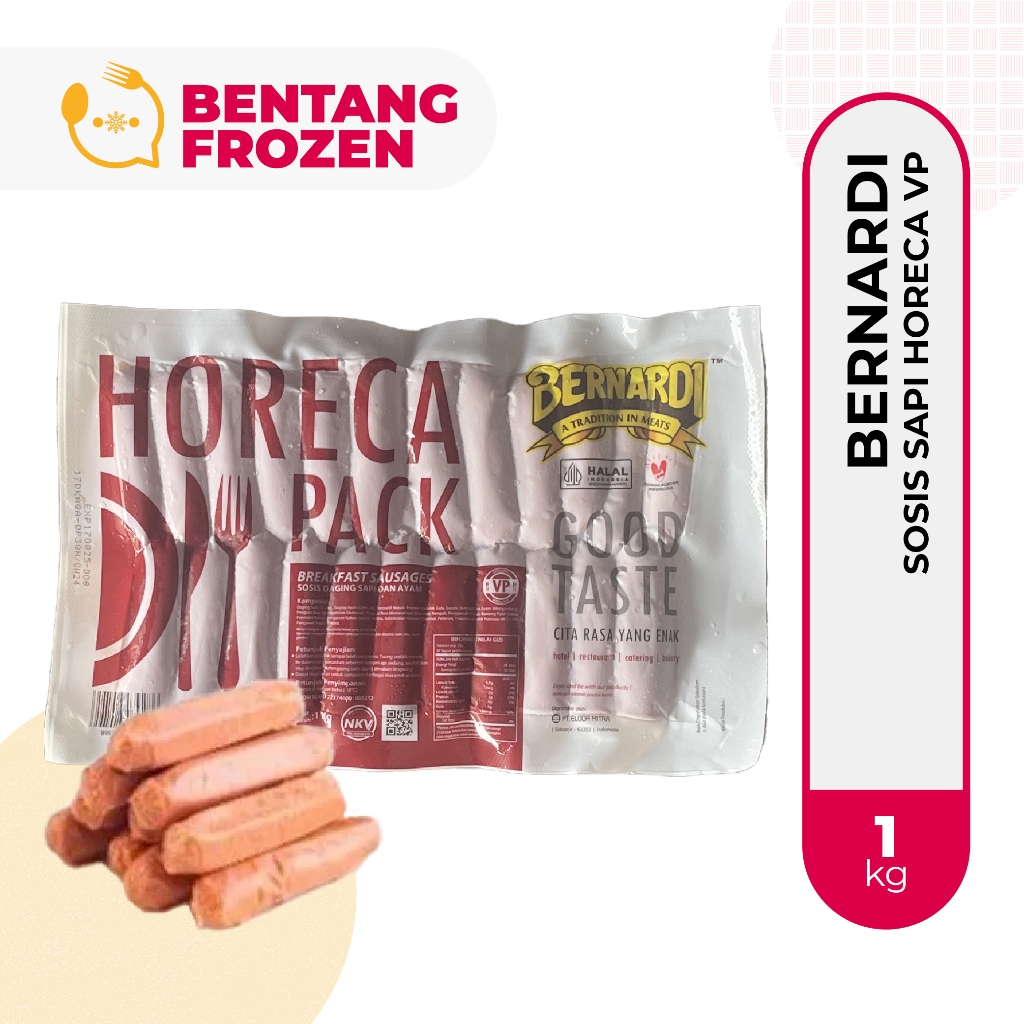 

Bernardi Sosis Sapi dan Ayam Horeca Pack VP 1 Kg / Sausage Breakfast