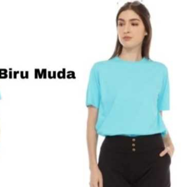 Kaos Oversize polos wanita BIRU MUDA lengan pendek - Kaos Oblong BIRU MUDA Polos Wanita - Oblong Pol