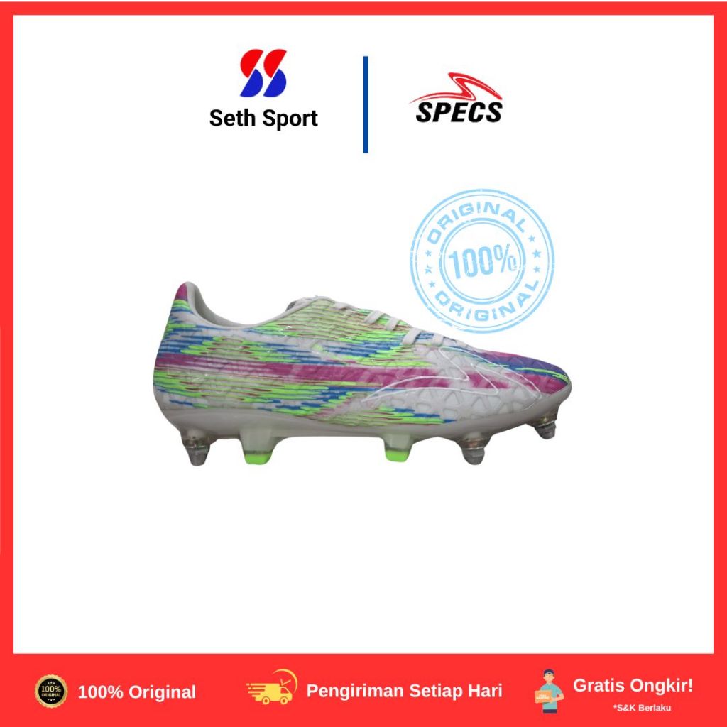 Sepatu Bola Specs Accelerator Lightspeed 4 Nitro Elite SG Original - White Sand/Green Gecko