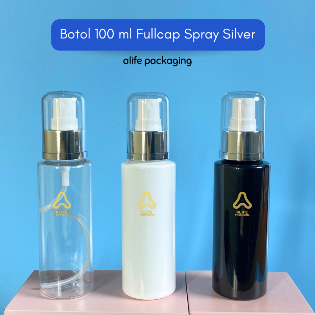 Botol  Spray Fullcap 100 ml | Botol  Fullcap Spray  Silver 100 ml | Botol Spray 100 ml - RF
