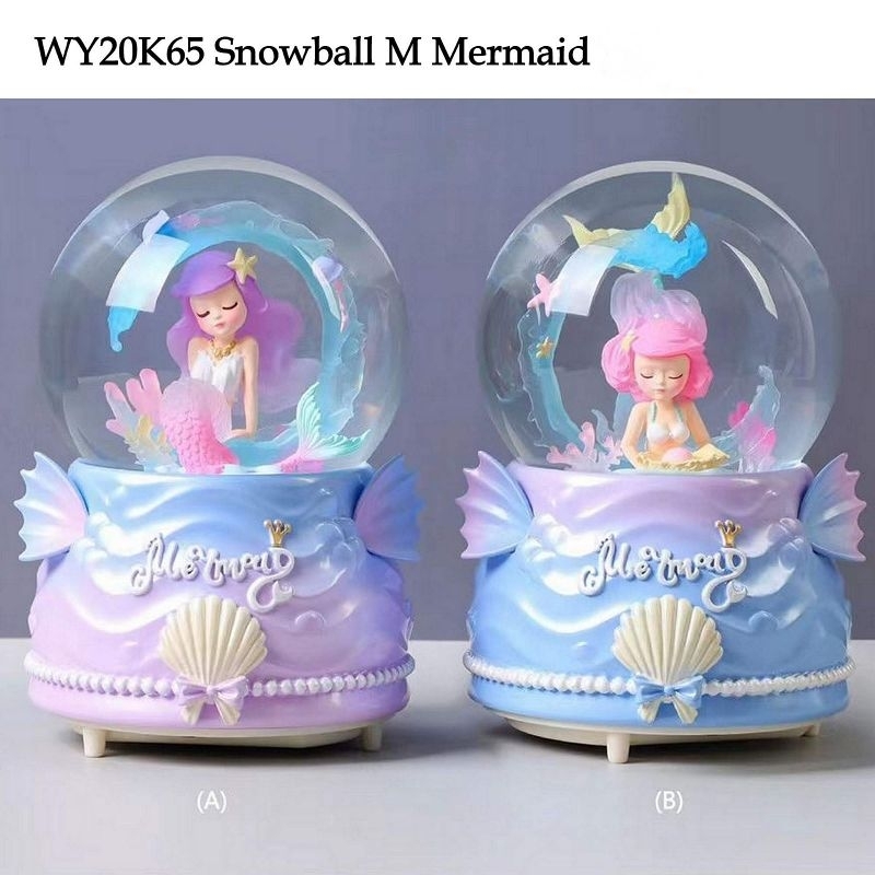 Snowball / Pajangan Bola Kaca Musik Box Mermaid Sayap Size Medium