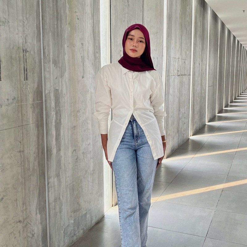 Rolv shirt- kemeja slimfit - kemeja fitted - kemaja Lengan panjang wanita -kemeja kantor wanita-mode