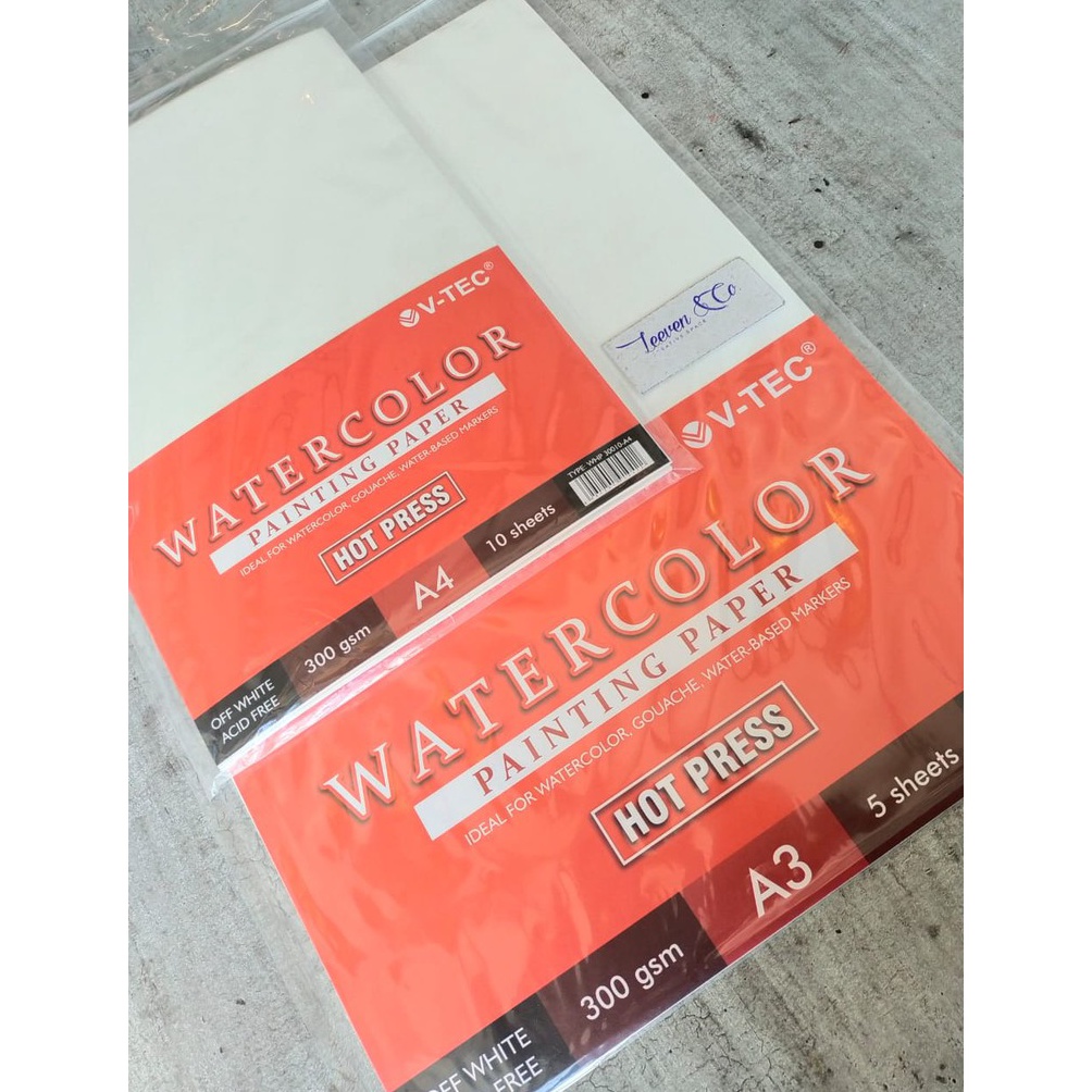 

KODE U55X VTEC WATERCOLOUR PAPER HOT PRESS A3A4 3gsm