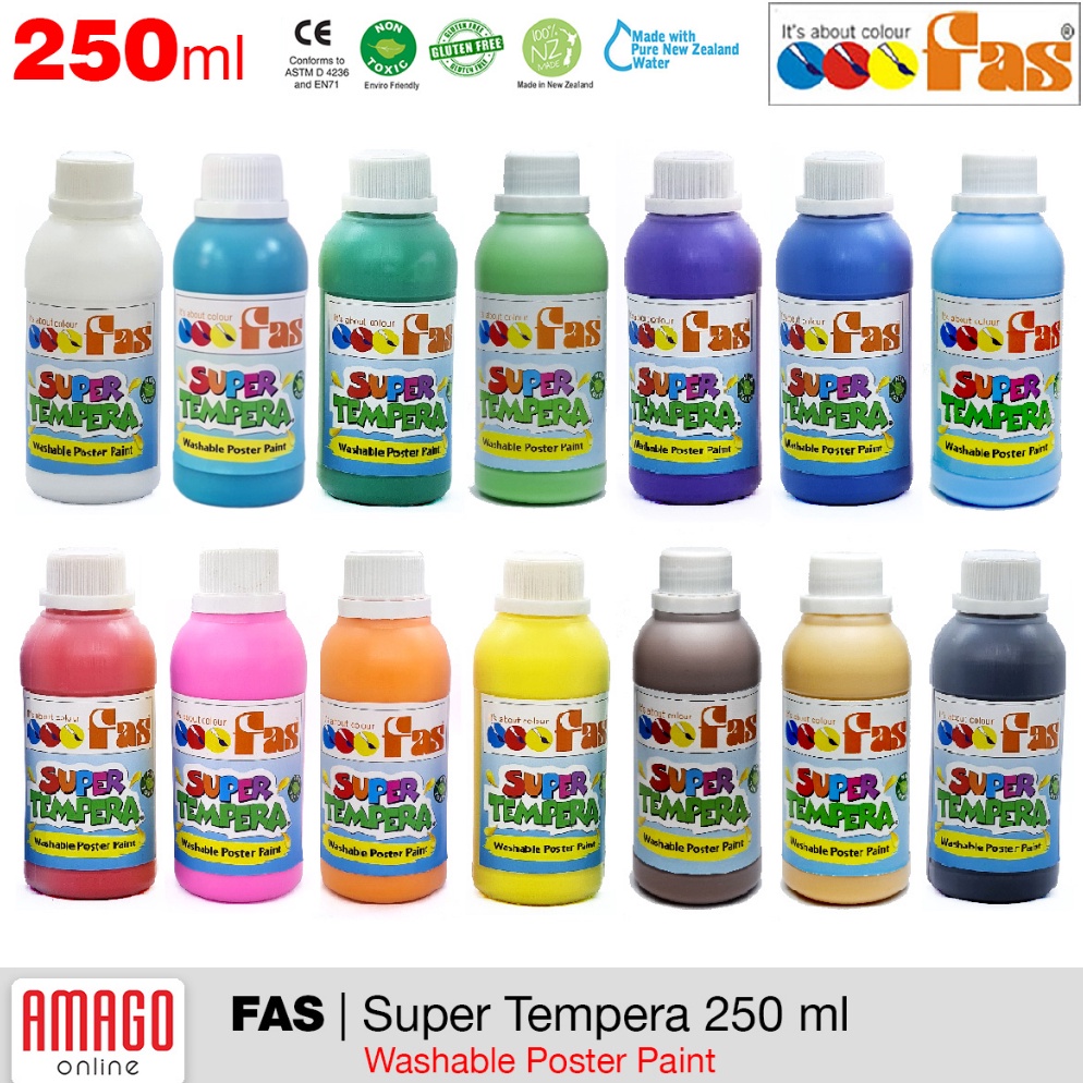 

FAS Super Tempera Washable Poster Paint Cat Lukis Cepat Kering Sekolah 25 ml Pilih Warna