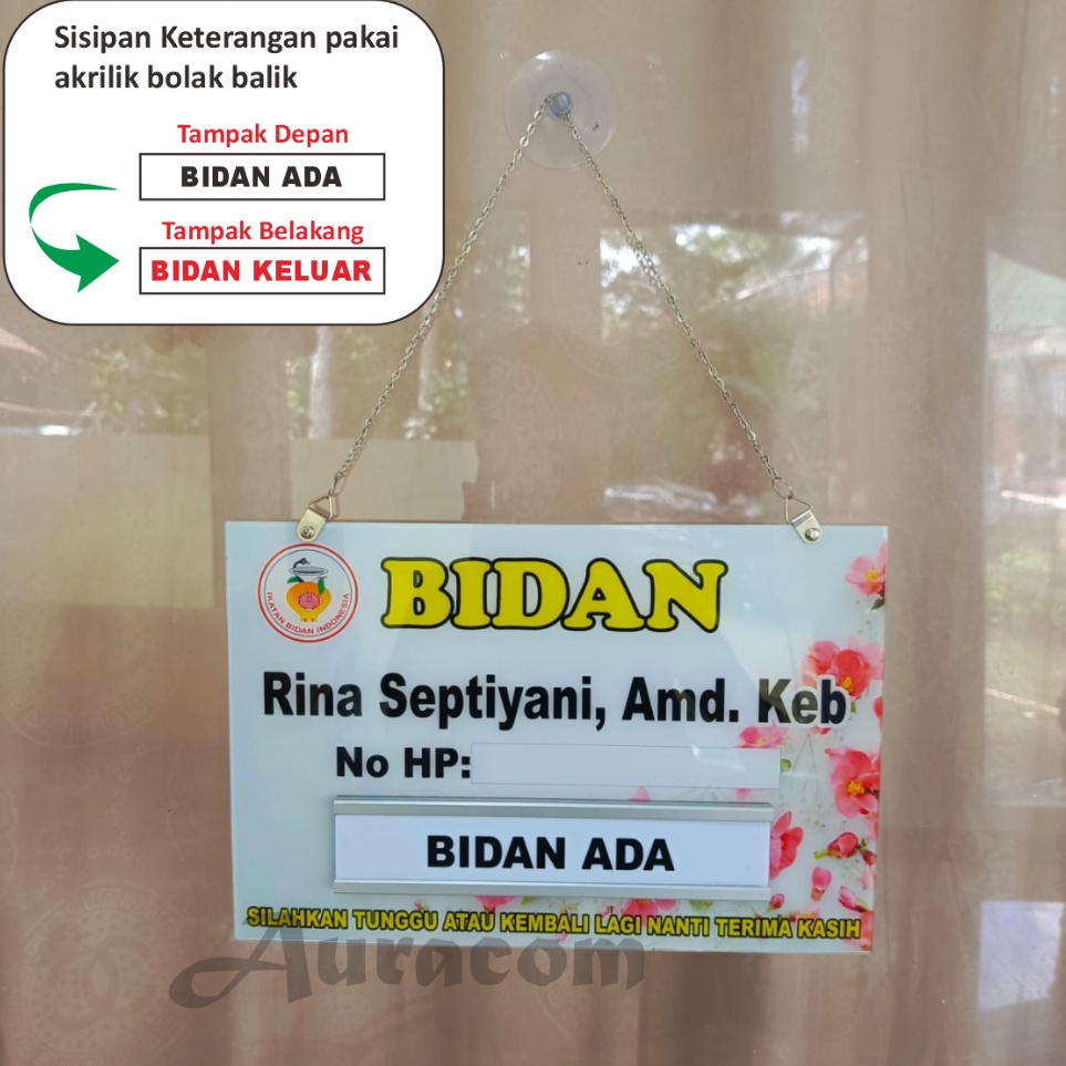 KODE D49C Papan Bidan Akrilik Papan Nama Bidan Akrilik Custom Papan Dokter PerawatDll Bahan Akrilik 