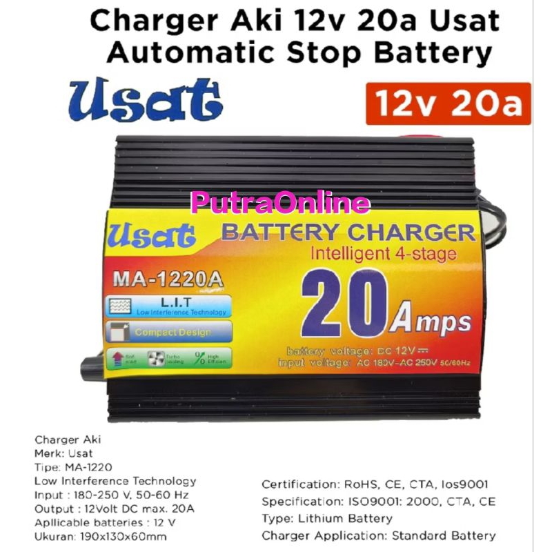 Usat 20A Charger Aki 20A Charger Aki 12vol 20Amper Kualitas Bagus