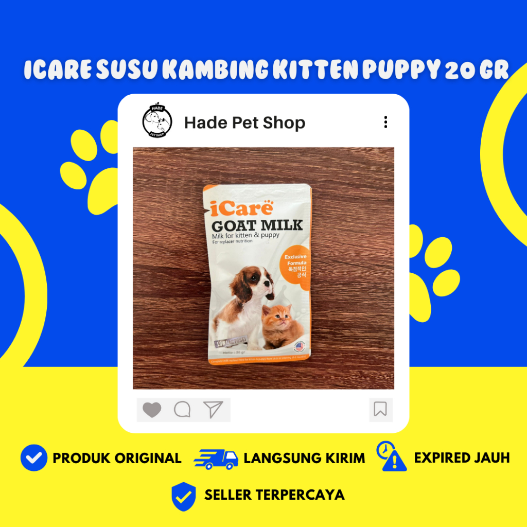 ICare Goat Milk Susu Kambing Pengganti ASI Anjing dan Kucing Penambah Nafsu Makan Mencegah Alergi Ec