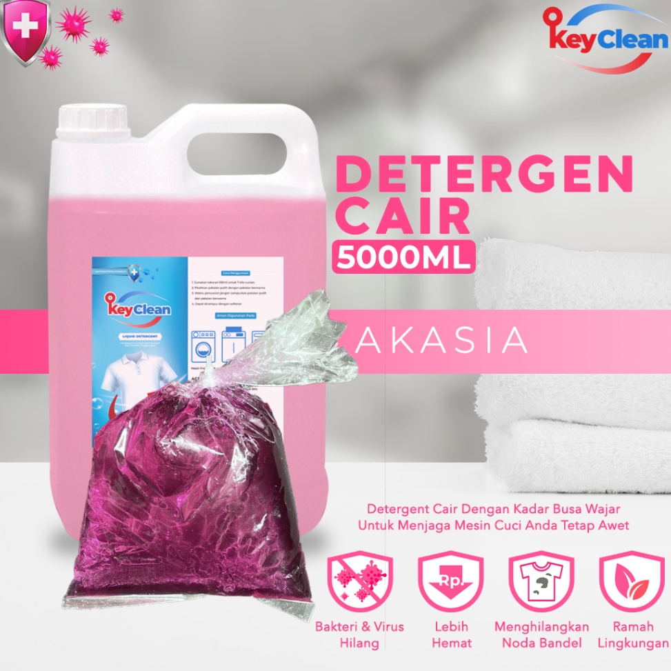 Promosi Menarik Biang Detergent Cair KEYCLEAN  Biang Sabun cuci baju 5 Liter