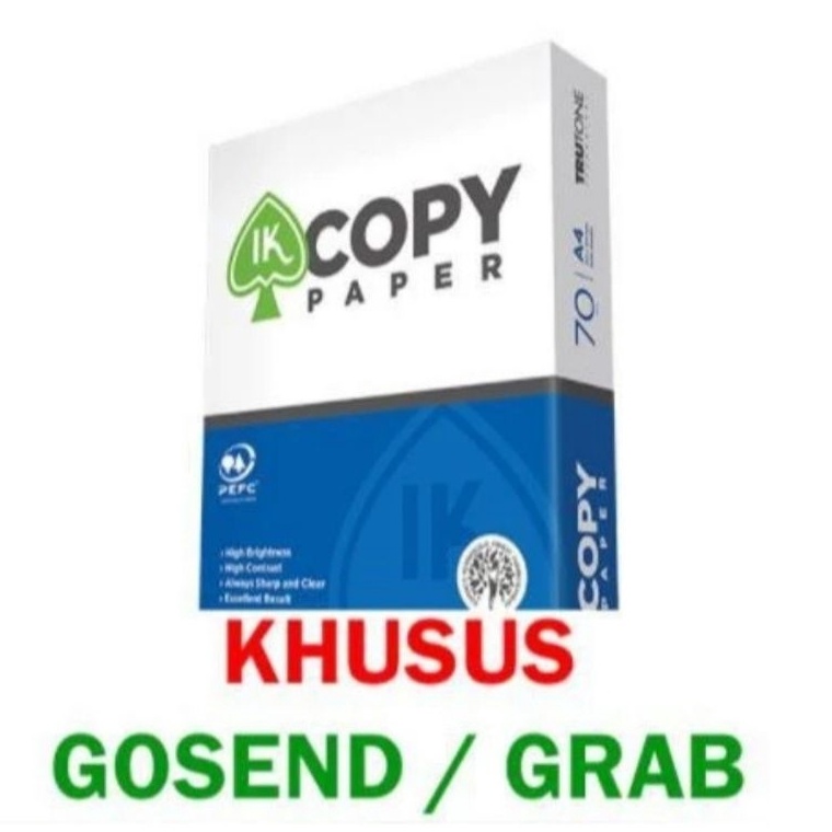 

KODE H37O Kertas HVS A4 7 gr Ik Copy Paper Kertas Fotopy Khusus Grab dan Gojek