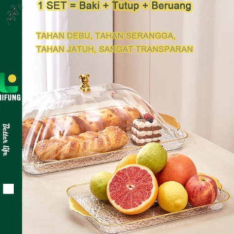 Lariza Liifung  ONE SET Kotak Roti dan Kue Tempat Penyimpanan Roti Wadah Saji Nampan Roti TIAS